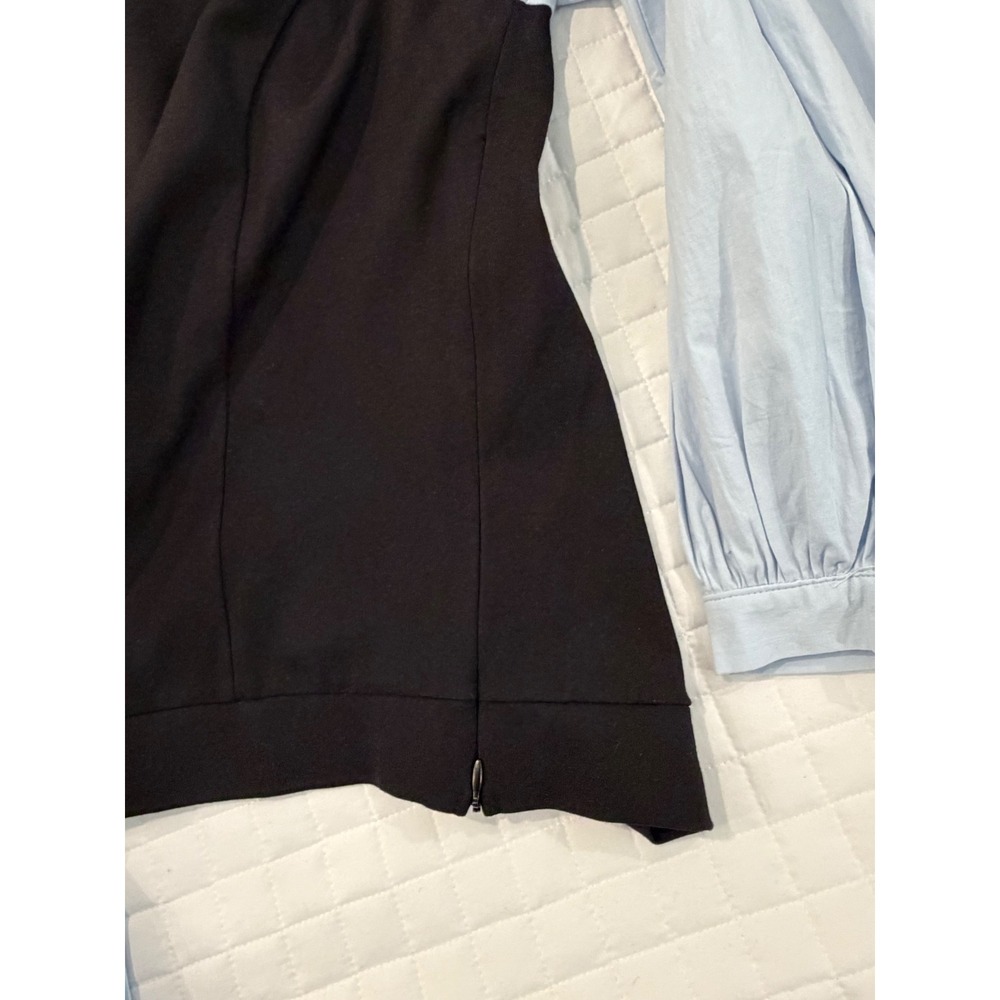 Tuckernuck Womens Mixed Media Puff Sleeve Blouse Black Blue Size M - Picture 7 of 9